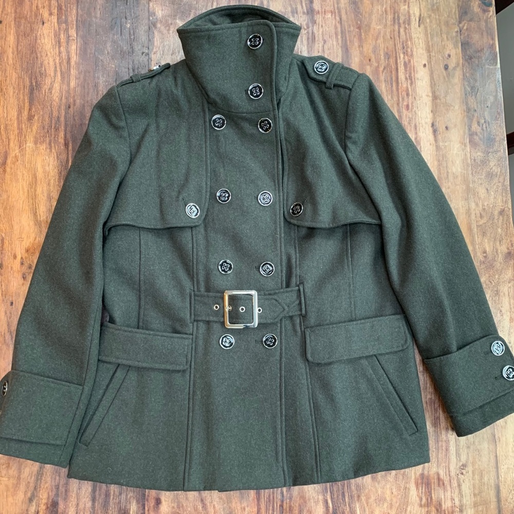 Army green wool coat